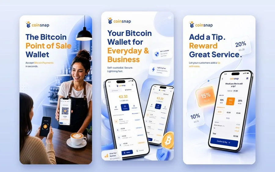 Coinsnap POS Wallet: reale App-Vorschau aus Pratik Patels Portfolio